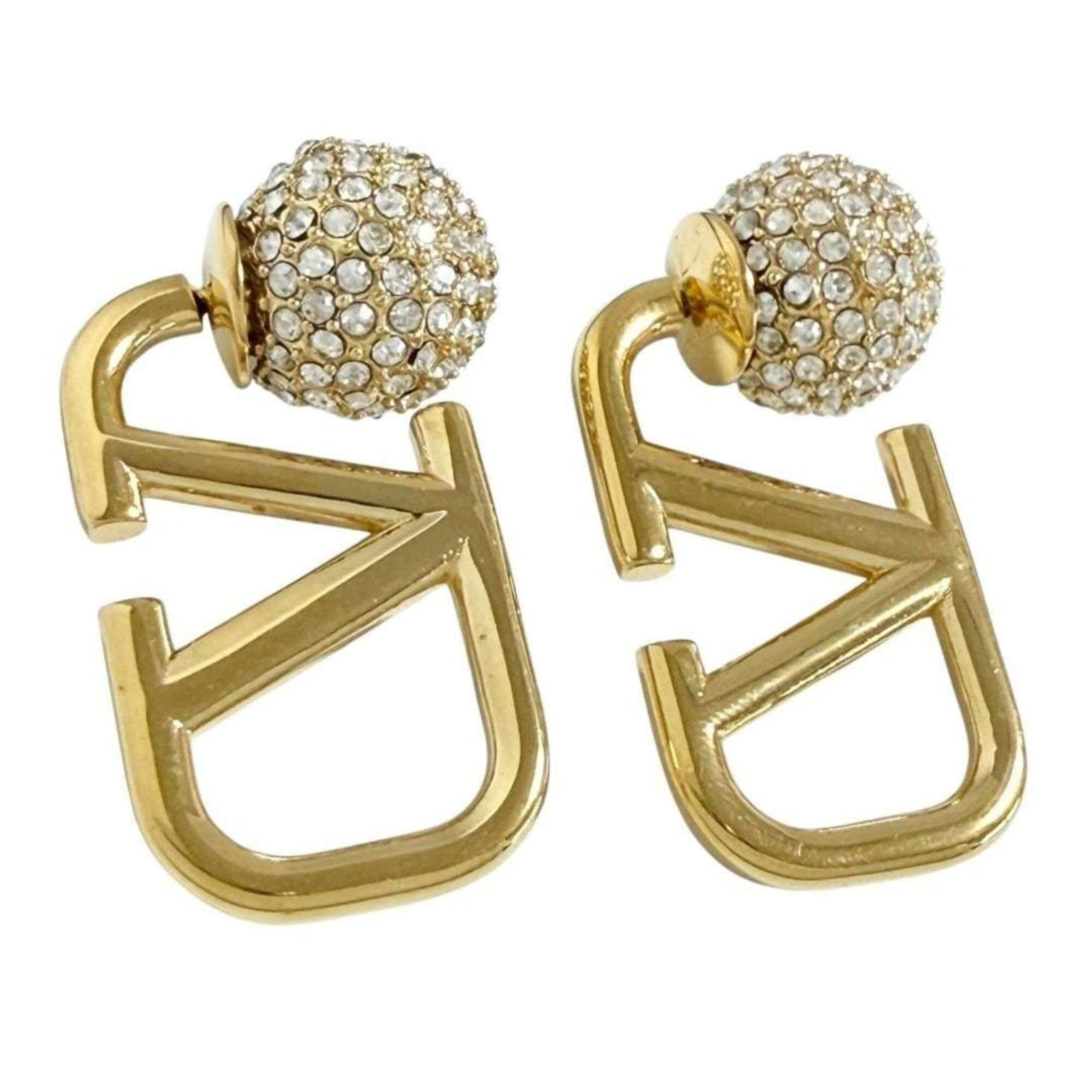 Valentino Metal Rhinestone Stud Earrings: Valentino Metal Rhinestone Stud Earrings Valentino Metal Rhinestone Stud Earrings are crafted with metal and adorned with rhinestones, measuring 25.00mm x 15.00mm in size. These stud earrings feature 