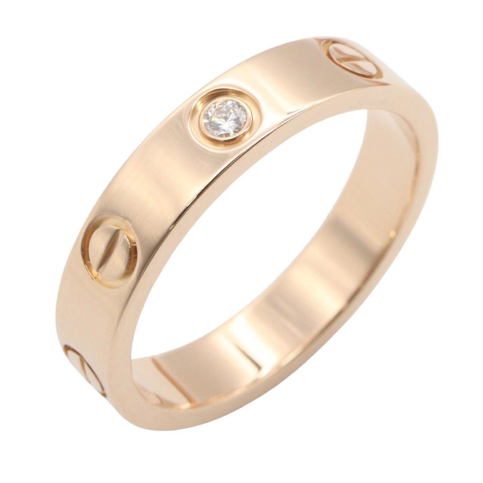 Pink Gold Cartier Band Ring 18K: Pink Gold Cartier Band Ring 18K Pink Gold Cartier Band Ring 18K features a clear, gold pink gold (18K) band with a diamond stone. This women's ring is available in US size 5.5 and showcases the iconic