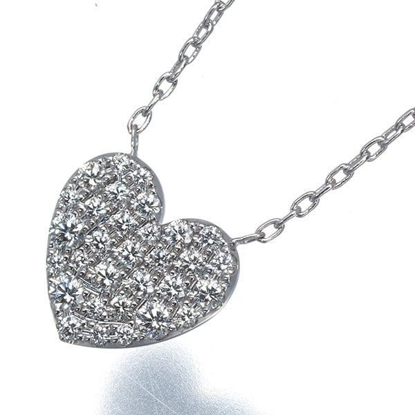Paved Heart Necklace Diamond White Gold 18K Tiffany Co: Paved Heart Necklace Diamond White Gold 18K Tiffany Co Tiffany & Co.'s 18k white gold paved heart necklace showcases a natural diamond, approximately 0.3ct in total carat weight, set within the intric