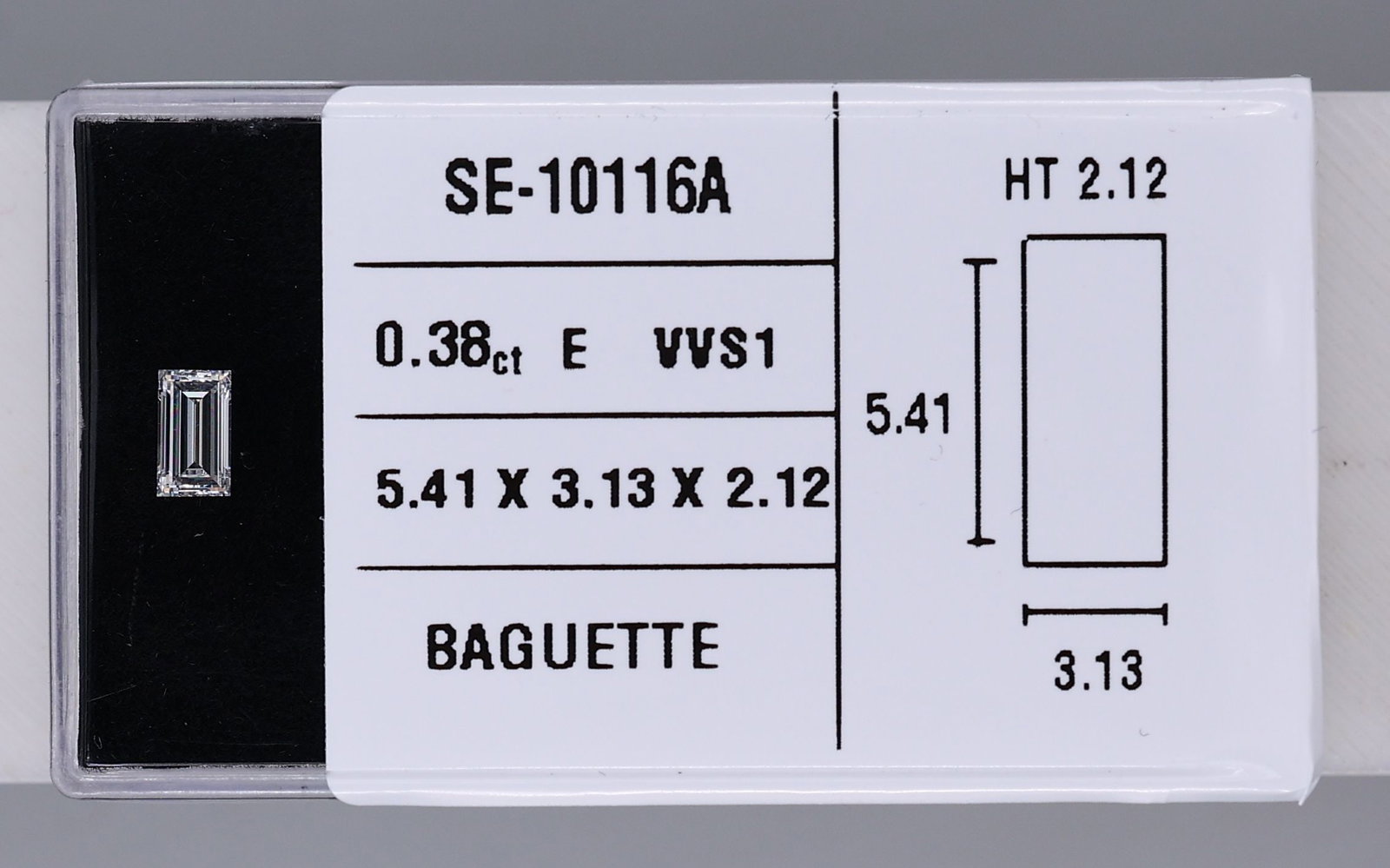 Baguette 0.38ct E VVS1 - Loose Natural Diamond: Baguette 0.38ct E VVS1 - Loose Natural Diamond 0.38ct E VVS1 - Loose Natural Diamond Baguette Cut, EX Polish and Symmetry, Certified NONE. This natural diamond boasts an exceptional clarity grade of V