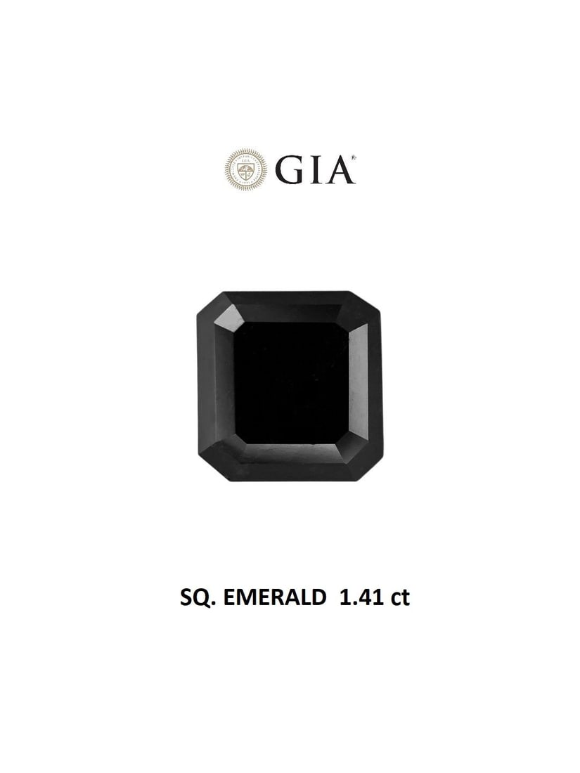 GIA Square Emerald 1.41ct Fancy Black VVS2 - Loose Natural Diamond: GIA Square Emerald 1.41ct Fancy Black VVS2 - Loose Natural Diamond 1.41ct Fancy Black VVS2 Emerald, certified by the Gemological Institute of America (GIA), boasts an EX polish and symmetry, while its