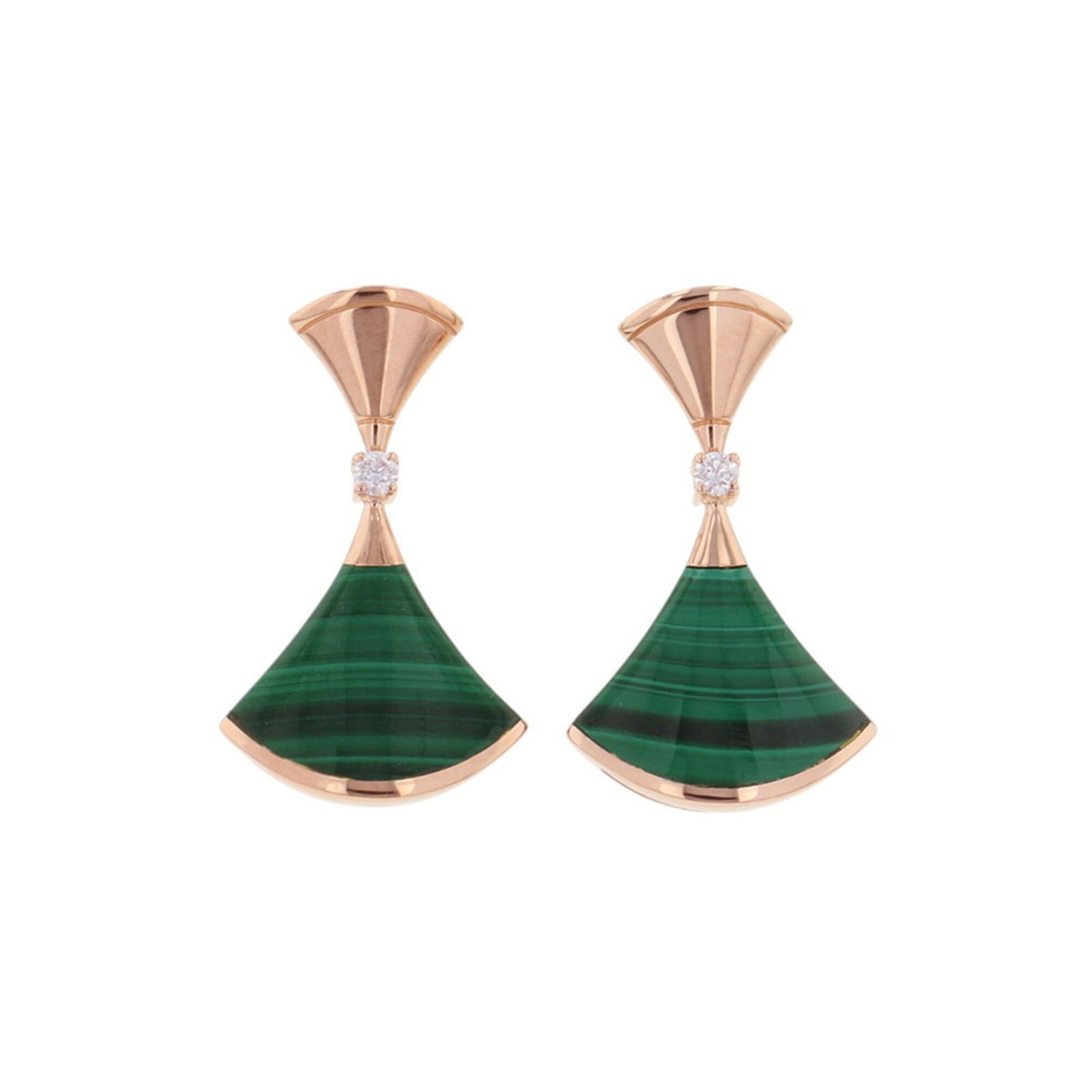 Pink Gold Bvlgari Stud 18K Earrings: Pink Gold Bvlgari Stud 18K Earrings Pink gold (18K) Bvlgari stud earrings with a sleek, modern design. Measuring 23.70mm x 13.90mm, these earrings showcase the luxurious feel of 18K pink gold. Made