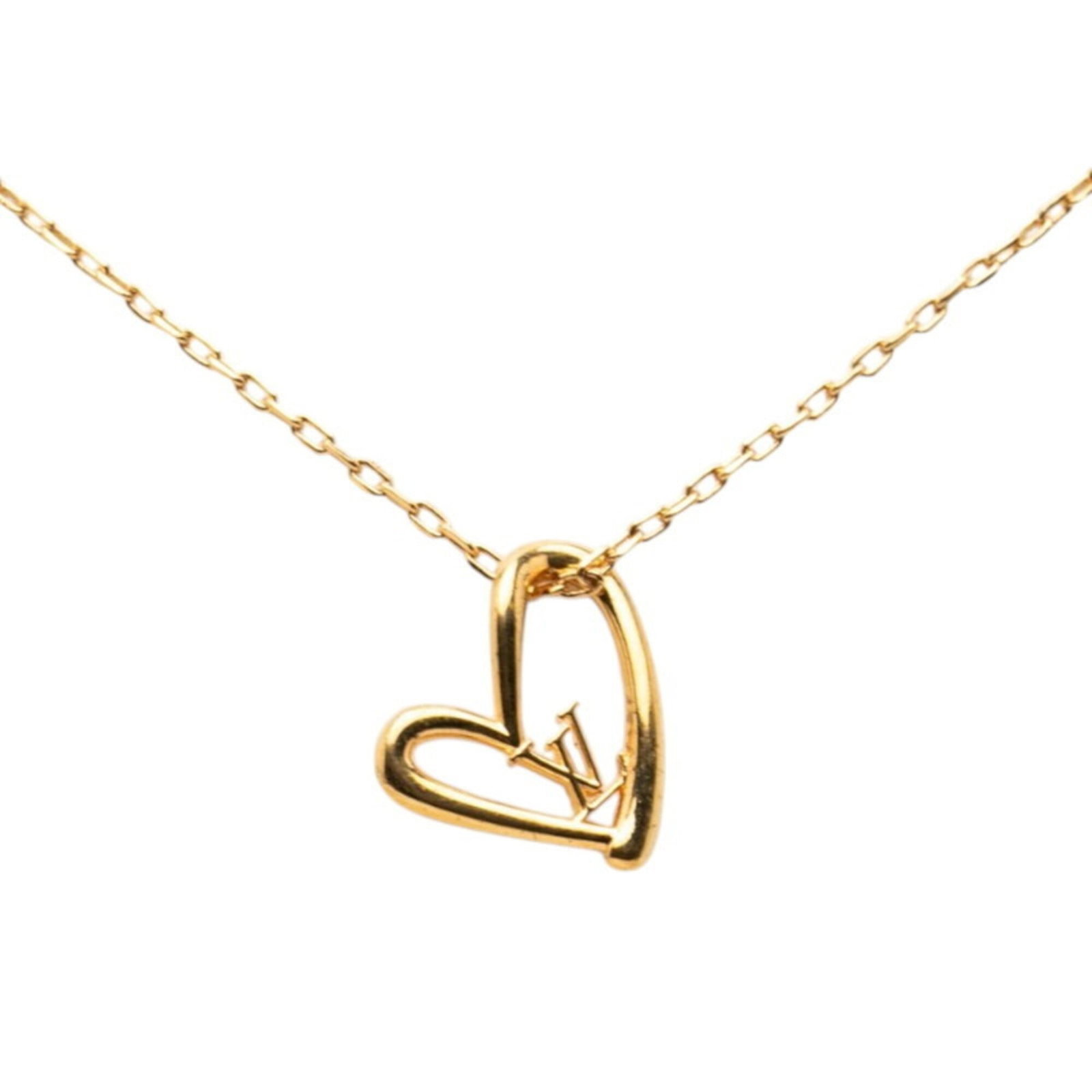 Louis Vuitton Collier Heart Falling In Love Necklace M00465 Gold Plated Women'S Louis Vuitton: Louis Vuitton Collier Heart Falling In Love Necklace M00465 Gold Plated Women'S Louis Vuitton Gold Plated Louis Vuitton Collier Heart Falling In Love Necklace, featuring a 46.5cm gold plated chain wit