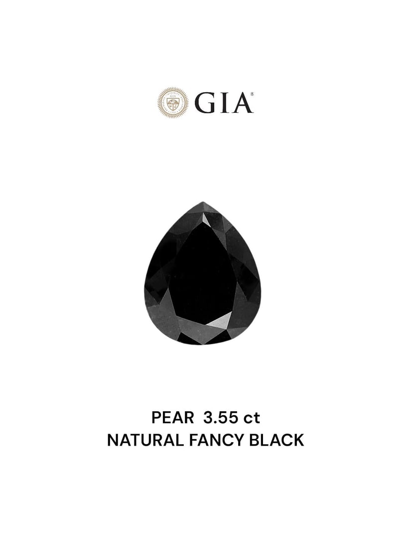 GIA Pear 3.55ct Fancy Black VVS2 - Loose Natural Diamond: GIA Pear 3.55ct Fancy Black VVS2 - Loose Natural Diamond GIA certified Fancy Black diamond with exceptional clarity and polish, boasting a vibrant black color. Measuring 3.55 carats, this natural ston