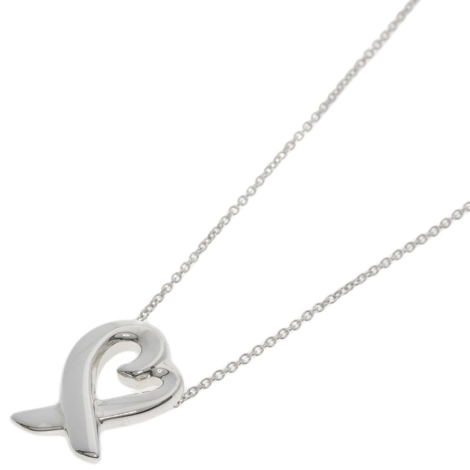 Tiffany & Co. Loving Heart Necklace Silver Women'S.: Tiffany & Co. Loving Heart Necklace Silver Women'S. The Tiffany & Co. Loving Heart Necklace in silver boasts a classic design with a pendant measuring 15.7mm x 11.1mm, suspended from a chain that