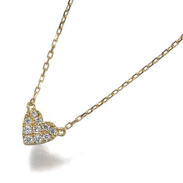 Diamond Necklace 0.05ct Heart Pave Yellow Gold 18k 750 gold: Diamond Necklace 0.05ct Heart Pave Yellow Gold 18k 750 gold Yellow gold 18k 750 pendant features a delicate heart-shaped design pave-set with a total of 0.05ct diamond, adding subtle sparkle to its na