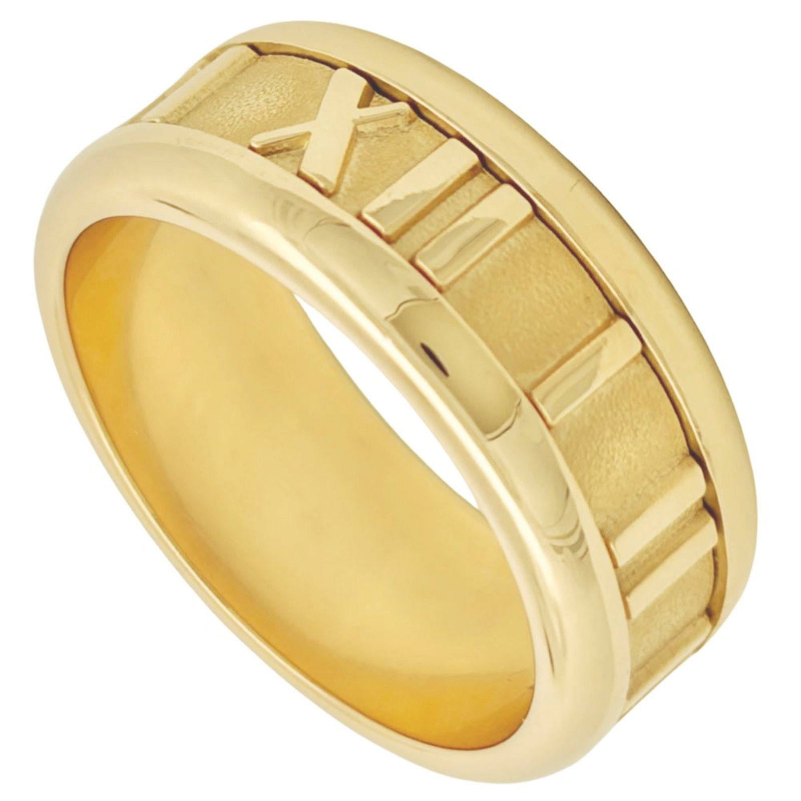 Yellow Gold 18K Tiffany Band Ring: Yellow Gold 18K Tiffany Band Ring Yellow gold 18K Tiffany Band Ring features a sleek design with a width of 7.2mm and weighs 8.2g, making it a stylish addition to any outfit. The ring's US size is