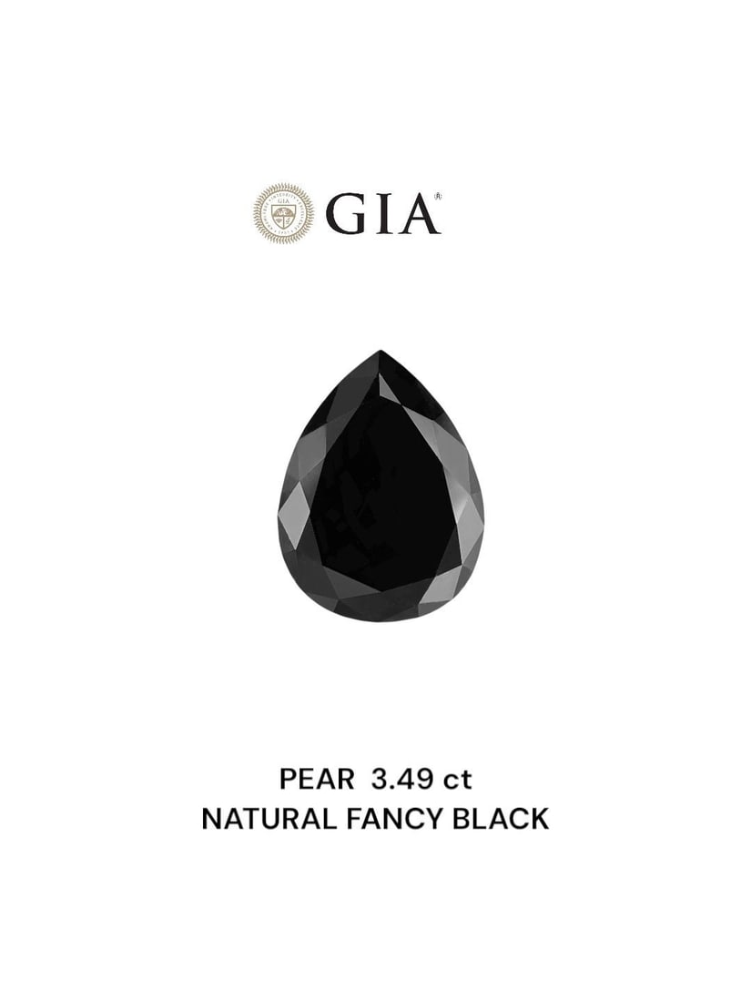 GIA Pear 3.49ct Fancy Black VVS2 - Loose Natural Diamond: GIA Pear 3.49ct Fancy Black VVS2 - Loose Natural Diamond GIA-certified Fancy Black diamond with exceptional clarity and polish, boasting a vibrant black color and precise cut. Measuring 3.49 carats,