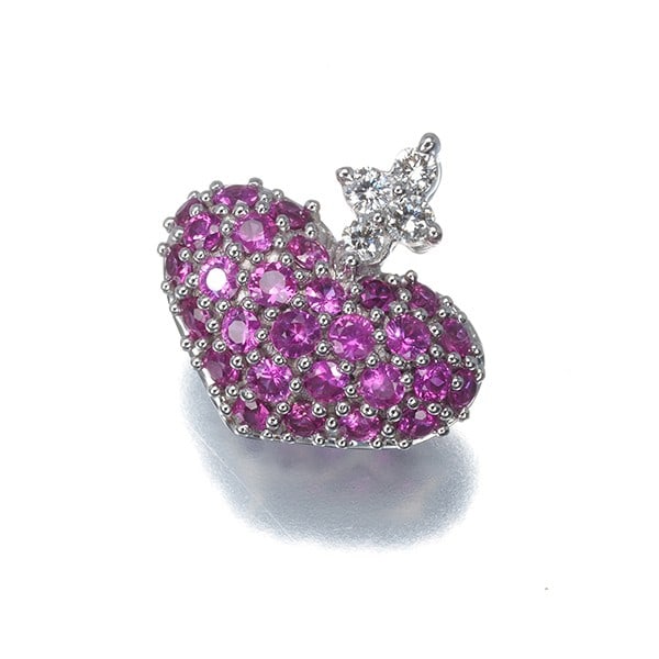 Kasahara Masumi Pendant Ruby 0.50Ct Diamond 0.06Ct Heart Paved 18K Wg (1 of 4)