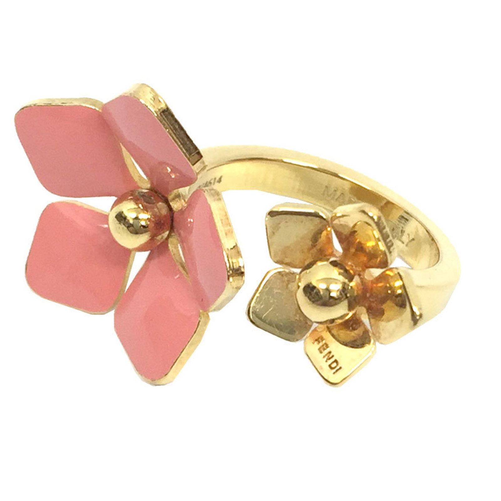 Band Fendi Ring Brass: Band Fendi Ring Brass The Fendi Band Ring in Brass boasts a sleek, gold-toned brass design. This band ring features the iconic Fendi brand and is available in sizes 9-10. Its simple yet stylish