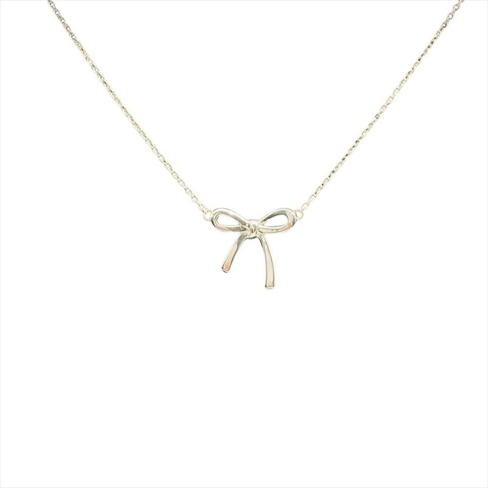 Tiffany & Co. Bow Ribbon Motif Necklace Sv925 2.1G Silver Women'S. (1 of 7)