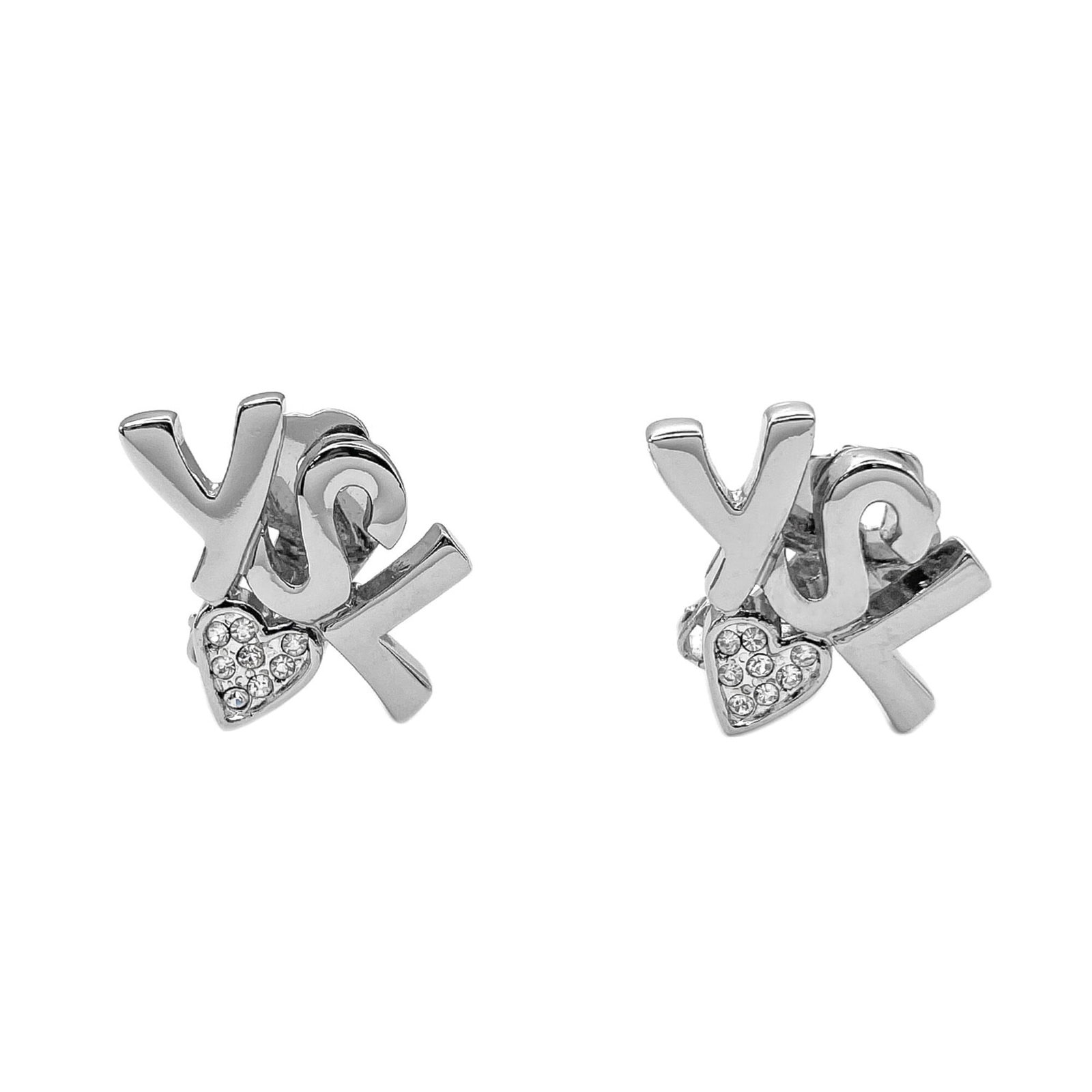 Saint Laurent Clip Earrings Rhinestone Metal (1 of 9)