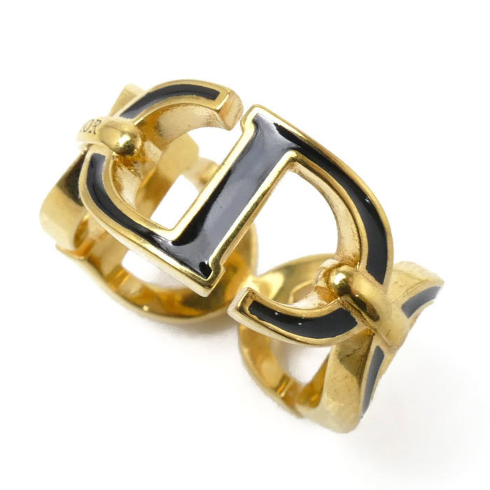 Metal lacquer ring by Christian Dior band: Metal lacquer ring by Christian Dior band Metal lacquer ring by Christian Dior, featuring a sleek black and gold design. This band ring boasts a striking lacquer finish that adds depth and visual inte