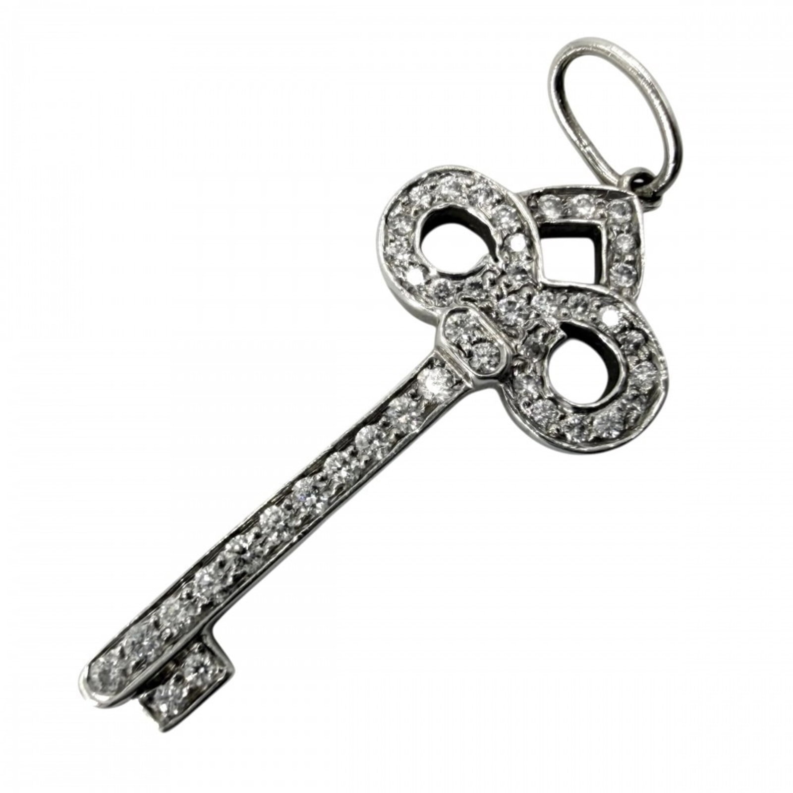 Tiffany & Co. Fleur De Risky Key Motif Pendant Top For Women Platinum 950 Diamond Approx. 1.6G: Tiffany & Co. Fleur De Risky Key Motif Pendant Top For Women Platinum 950 Diamond Approx. 1.6G Tiffany & Co.'s Fleur De Risky Key Motif Pendant showcases elegant platinum craftsmanship, featuring a 1.