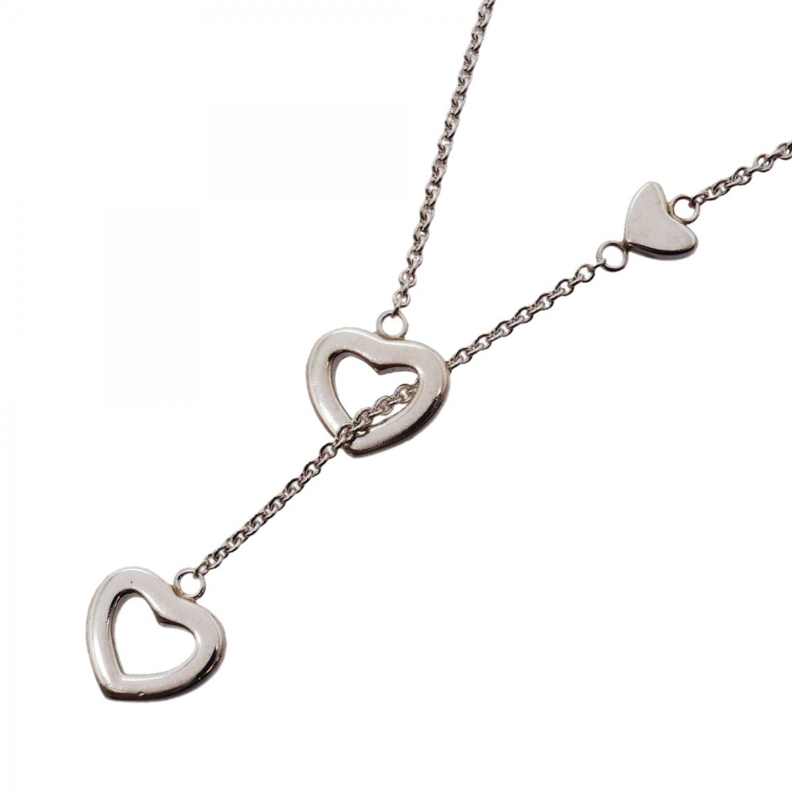 Sterling Silver 925 Heart Link Lariat Necklace for Women's (1 of 6)
