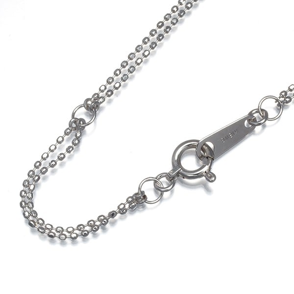 Cut Ball Bead Chain Necklace 2-Strand 40Cm 18K 750 White Gold (1 of 3)