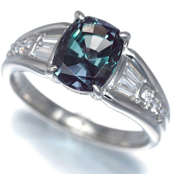 Crescent Vert Ring Lab-Created Alexandrite Diamond Us7.25-7.5 Pt 950 (1 of 9)