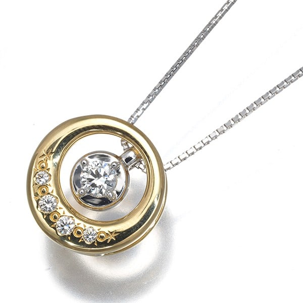 Tasaki Necklace Diamond 0.15Ct/ 0.06Ct 3Way 18K 750 Yellow White Gold: Tasaki Necklace Diamond 0.15Ct/ 0.06Ct 3Way 18K 750 Yellow White Gold Tasaki Necklace Diamond Pendant in Multi-Tone Gold. This 18k yellow and white gold necklace features a natural diamond pendant wit