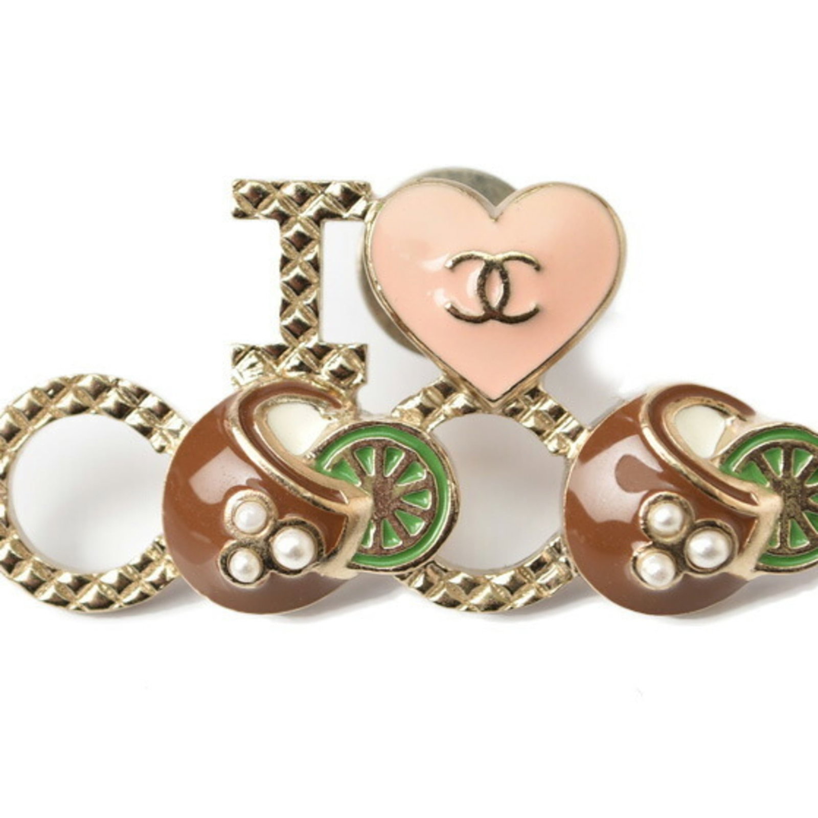 Brass pin brooch by Chanel: Brass pin brooch by Chanel Brass pin brooch by Chanel features a brown and gold design. The piece measures 2.2cm x 4.5cm x 2.4cm and comes in a box. This item is sold as described. Item Specifics: Bra