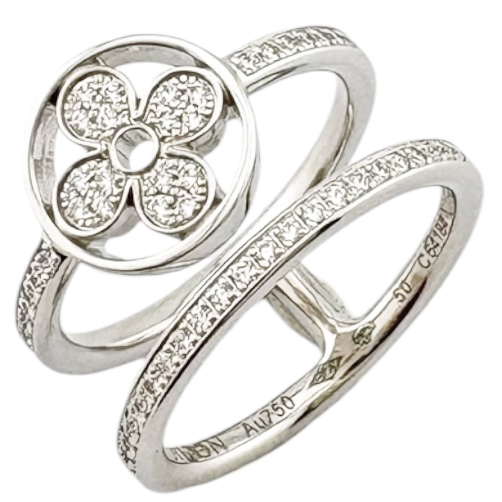 Louis Vuitton Band Ring White Gold (18K): Louis Vuitton Band Ring White Gold (18K) This Louis Vuitton band ring in white gold (18K) features a sleek and modern design, making it a stylish addition to any outfit. The silver color adds a touch 