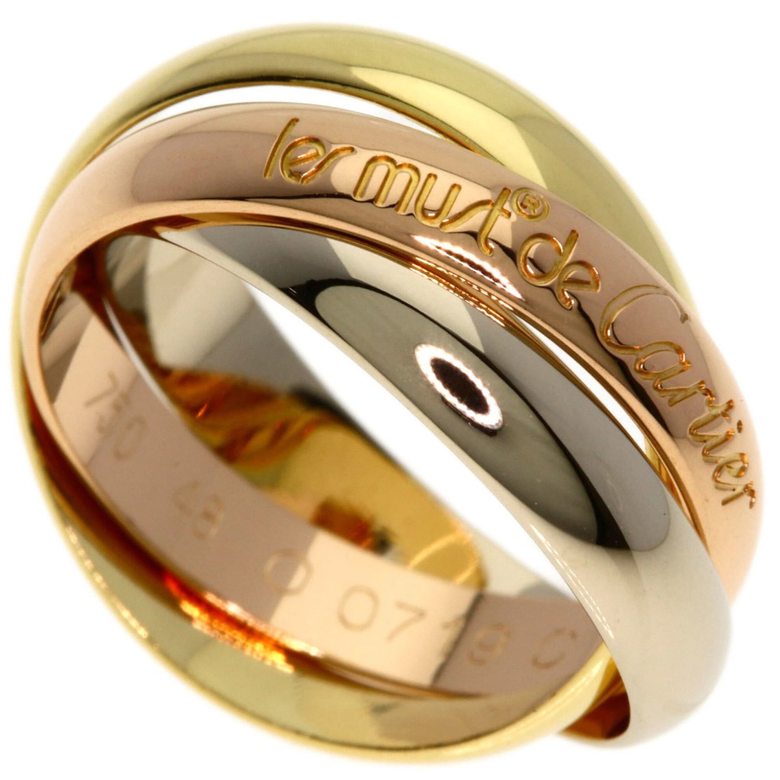 Pink Gold 18K Cartier Band Ring Yellow White: Pink Gold 18K Cartier Band Ring Yellow White Pink Gold 18K Cartier Band Ring Yellow White - A stunning 18K pink gold band ring, paired with white and yellow gold accents, adds a touch of elegance to a