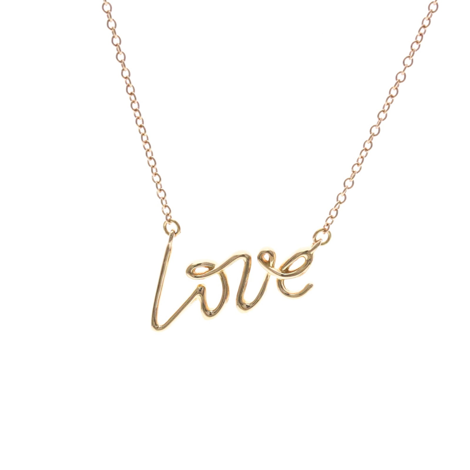 Tiffany Graffiti Love Necklace Pink Gold (18K) No Stone Menwomen Fashion Necklace (Pink Gold): Tiffany Graffiti Love Necklace Pink Gold (18K) No Stone Menwomen Fashion Necklace (Pink Gold) Pink gold (18K) necklace with a Graffiti Love design, crafted from high-quality pink gold metal. This fash