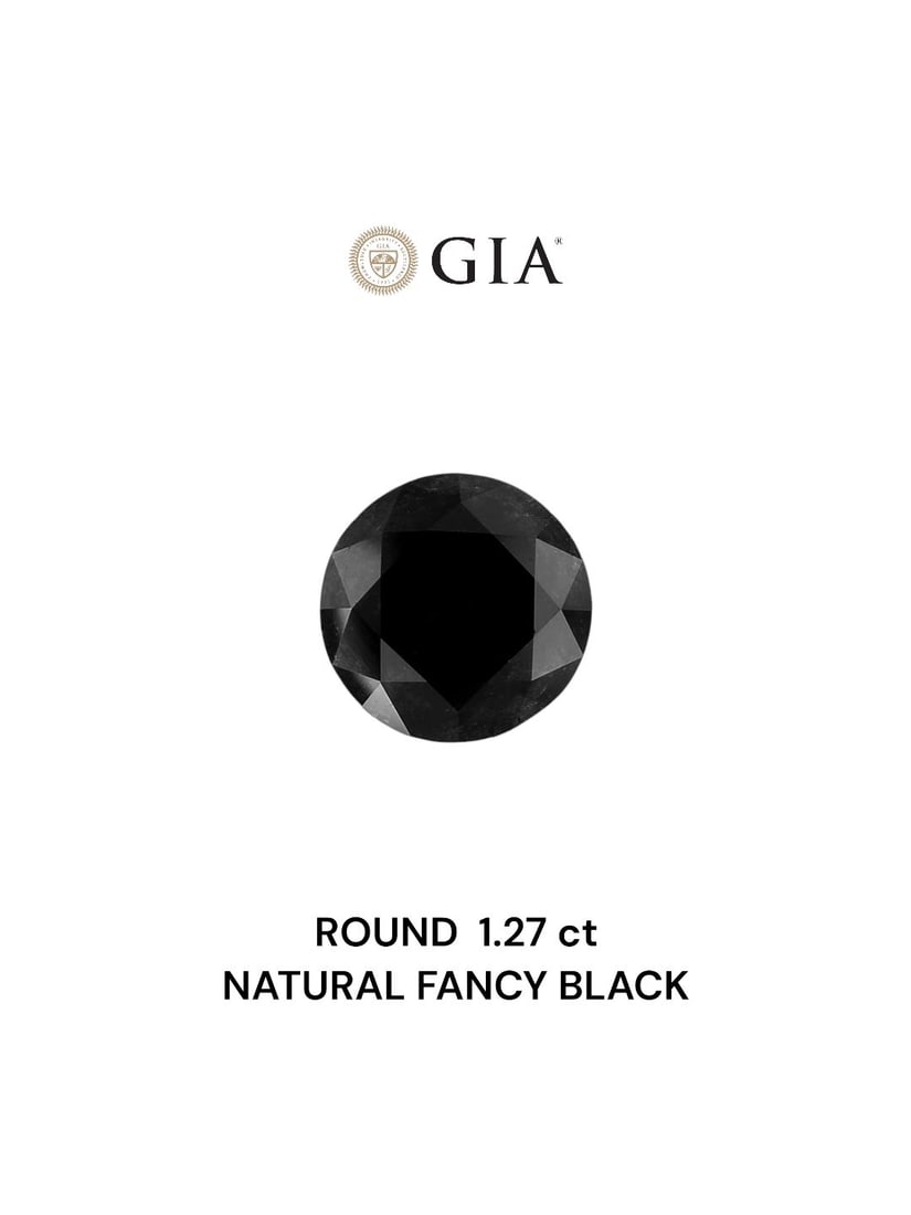 GIA Round 1.27ct Fancy Black VVS2 - Loose Natural Diamond: GIA Round 1.27ct Fancy Black VVS2 - Loose Natural Diamond The GIA Round diamond boasts an impressive 1.27ct in weight, with its Fancy Black color and VVS2 clarity setting it apart from other diamonds.