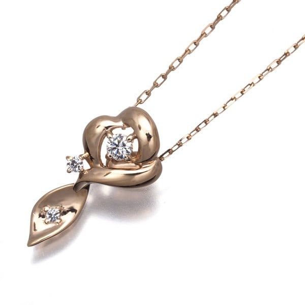 Diamond necklace with rose gold 18K Disney Vendome: Diamond necklace with rose gold 18K Disney Vendome Rose gold 18K Disney Vendome diamond necklace with a natural pendant design, featuring a 14.0 x 6.8mm unmarked diamond stone set in an adjustable 38 