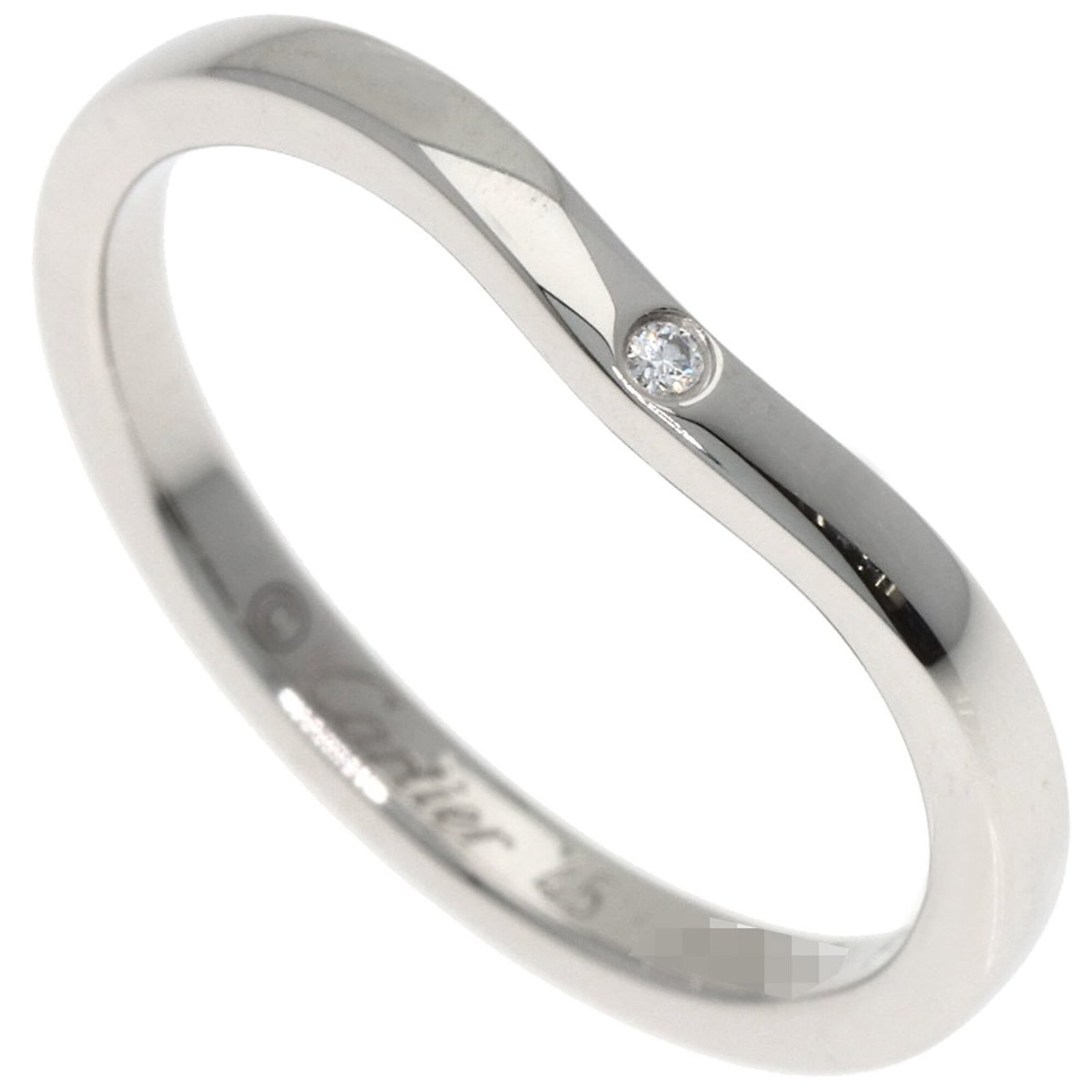 Cartier Band Ring: Cartier Band Ring Platinum band ring from Cartier, featuring a diamond stone and measuring US size 5. The ring's sleek design and platinum metal construction make it a sophisticated accessory for ever