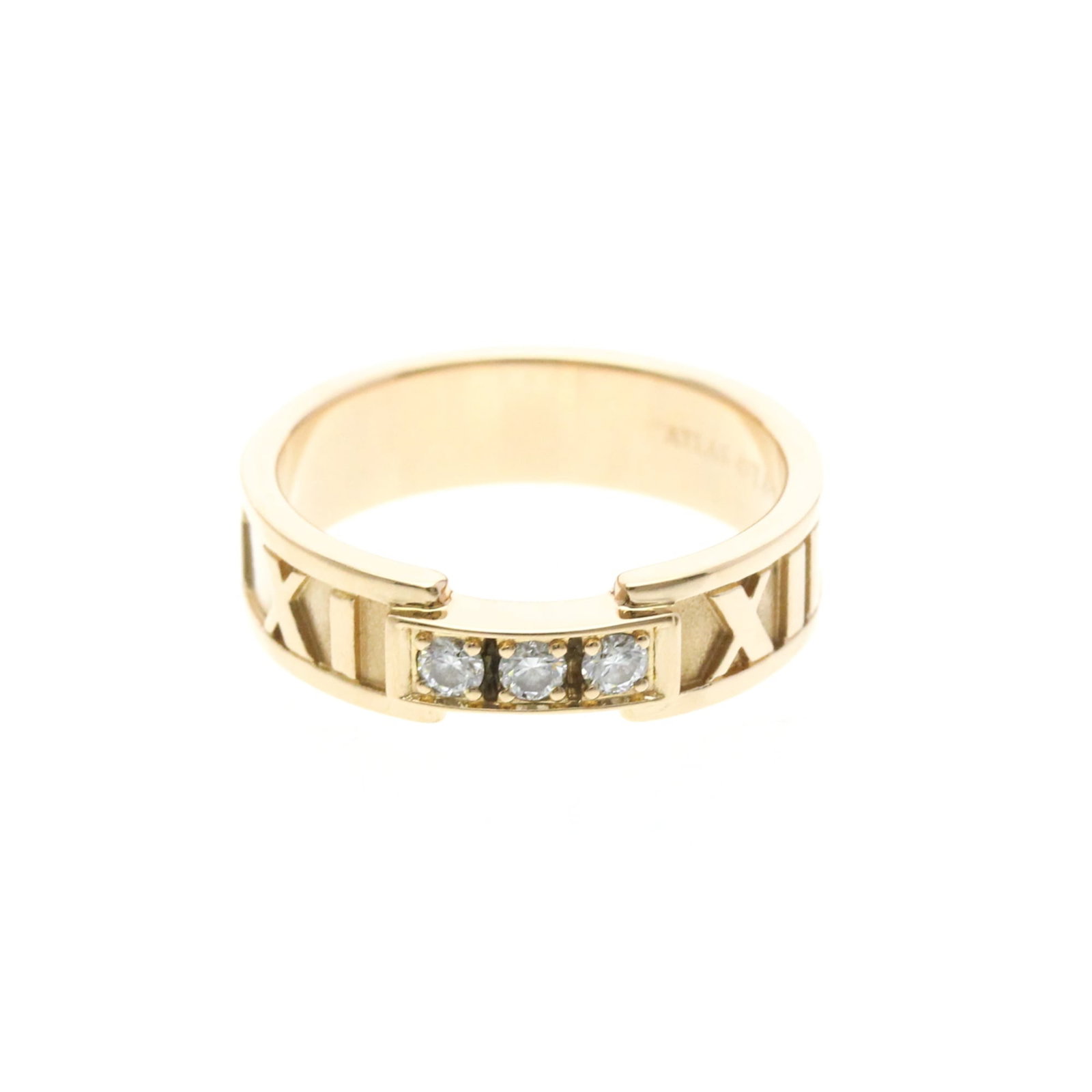 Pink Gold Tiffany Ring Band: Pink Gold Tiffany Ring Band Pink gold Tiffany Atlas Ring Band, featuring a striking pink gold band adorned with diamonds. This elegant ring boasts a 5mm wide and 0.2'' thick design, weighing 5.2g per 