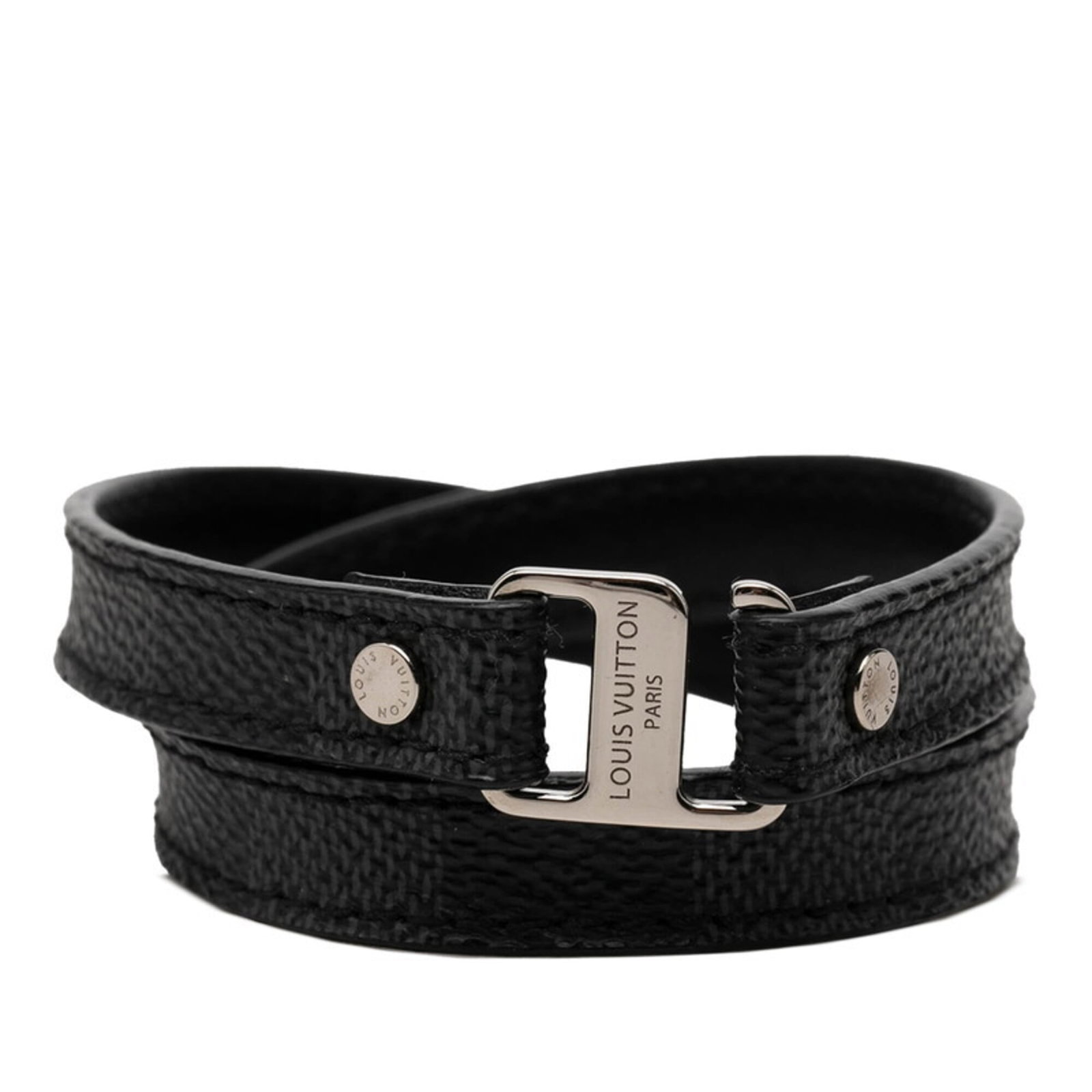 Louis Vuitton Charm Bracelet Damier Graphite: Louis Vuitton Charm Bracelet Damier Graphite Damier Graphite charm bracelet from Louis Vuitton, featuring the iconic Damier pattern in black. This 18cm long chain is a stylish accessory for women, sho