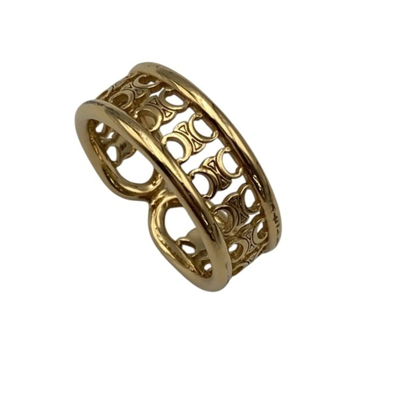 Ring Celine Metal Band: Ring Celine Metal Band Gold Metal Band Ring from Italy, designed with a sleek metal band in gold. This women's ring features a US size 6.5 and bears a signature, crafted by Celine. A simple yet