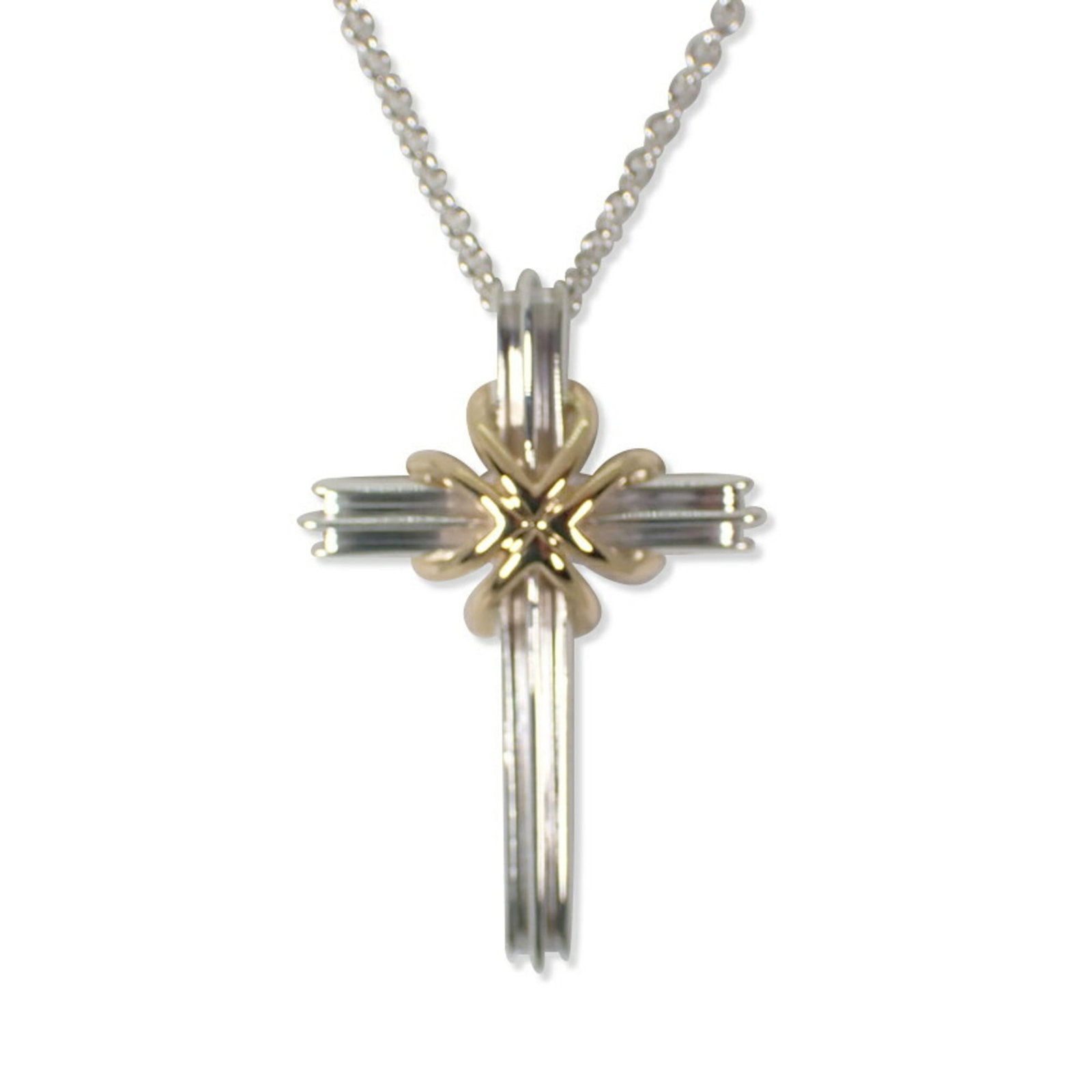 Tiffany & Co. 925 750 Signature Cross Pendant Necklace: Tiffany & Co. 925 750 Signature Cross Pendant Necklace Sterling silver 925, Yellow gold (18K) pendant features the iconic Tiffany & Co. signature. This elegant necklace boasts a 47 cm / 18.5'' adjusta