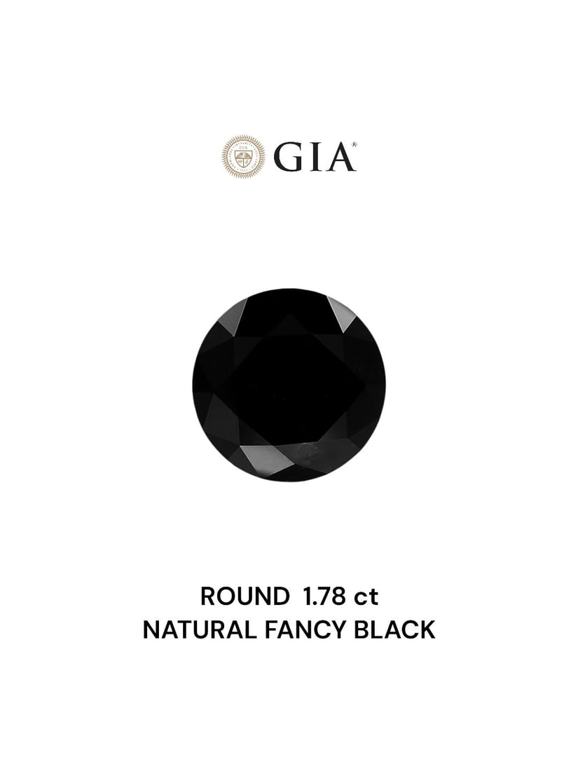 GIA Round 1.78ct Fancy Black VVS2 - Loose Natural Diamond: GIA Round 1.78ct Fancy Black VVS2 - Loose Natural Diamond The GIA Round 1.78ct Fancy Black VVS2 diamond boasts exceptional clarity and color, with its EX polish and symmetry showcasing a masterful