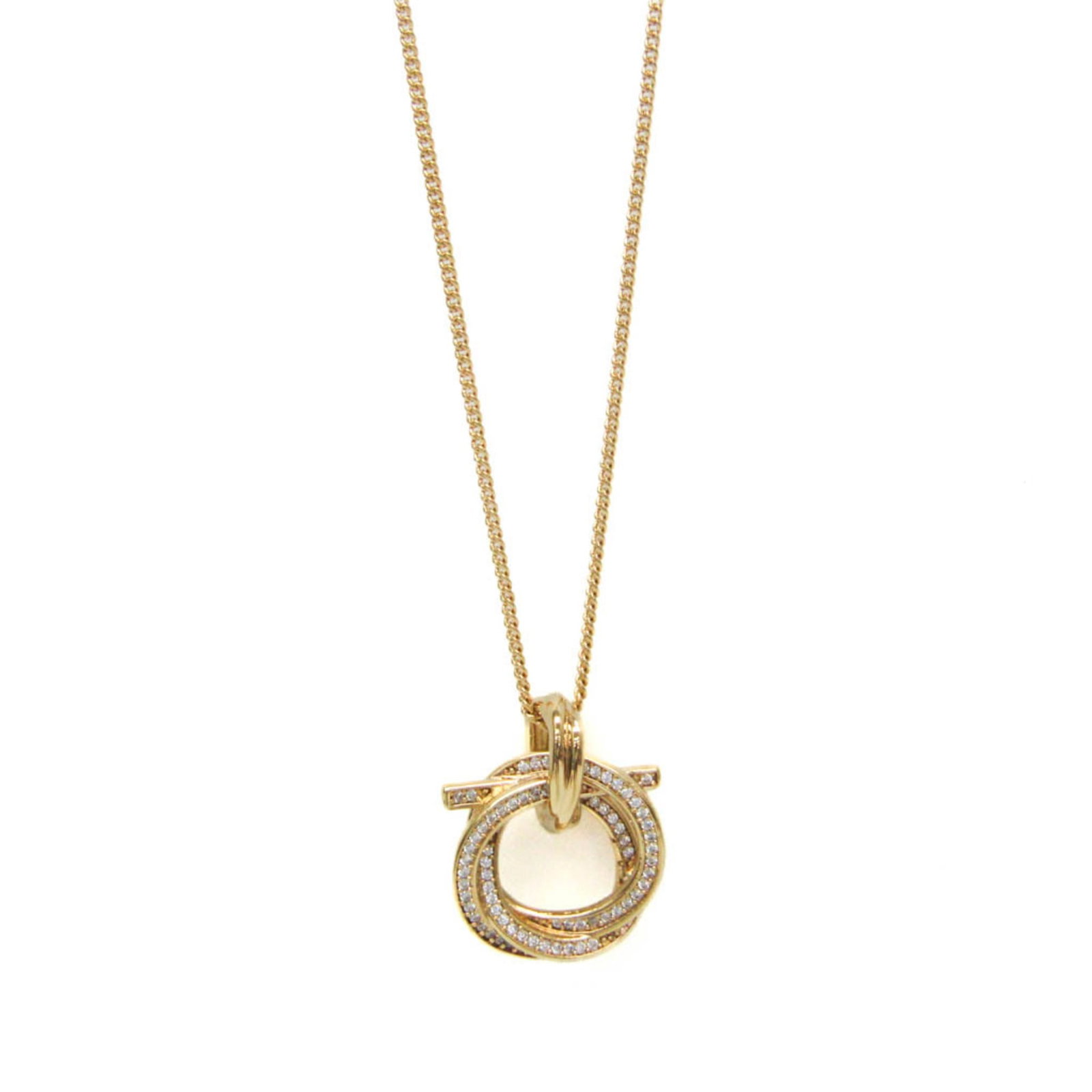 Ferragamo Gancini 760609 Gold Plating Gold Rhinestone Womenmen Fashion Pendant Necklace: Ferragamo Gancini 760609 Gold Plating Gold Rhinestone Womenmen Fashion Pendant Necklace Gold plating gold rhinestone pendant necklace with a 38-40 cm adjustable chain, measuring 24.3mm x 19.3mm and