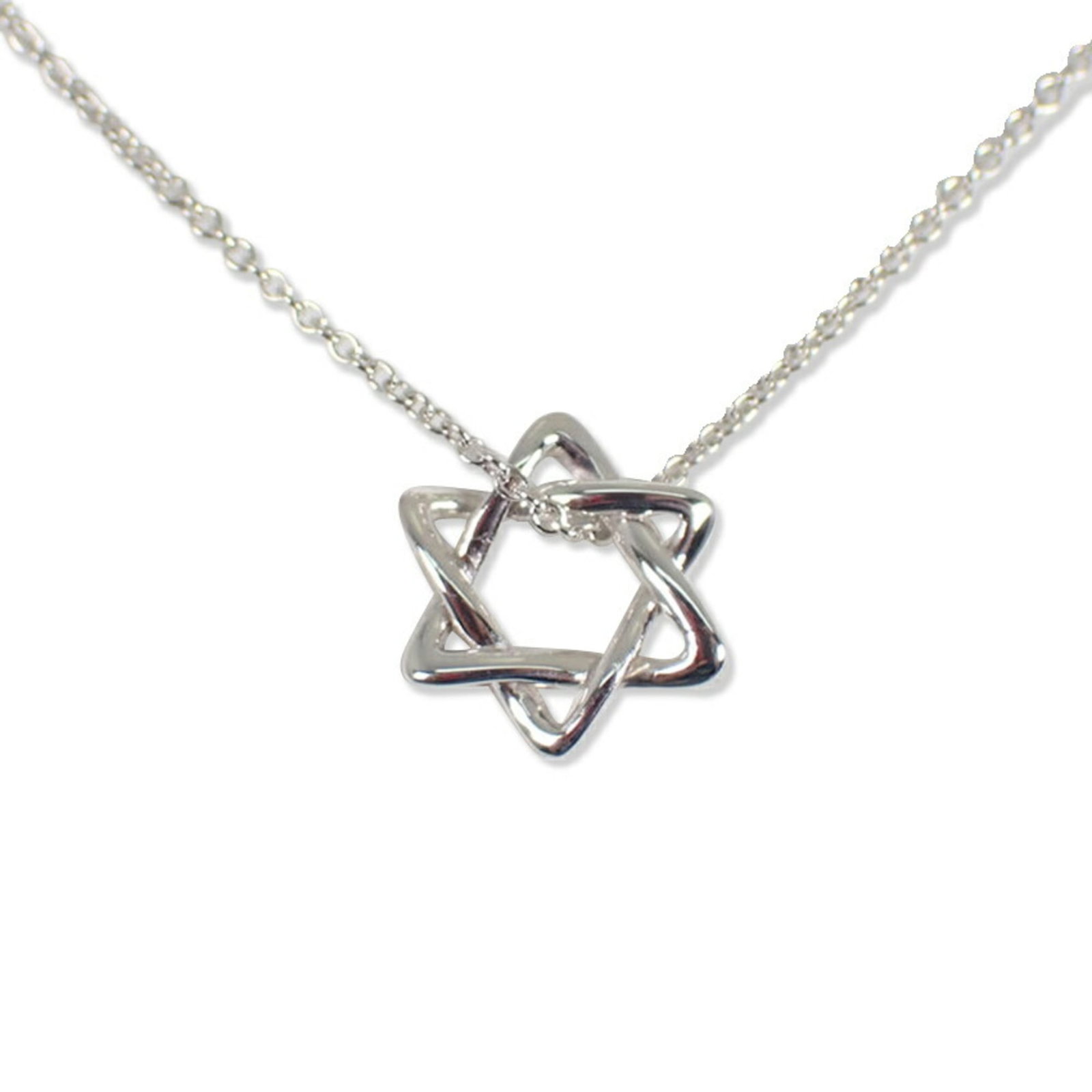 Star of David Pendant Tiffany 925 Necklace: Star of David Pendant Tiffany 925 Necklace Sterling silver 925 necklace with a Star of David pendant, measuring 12.3mm x 10.8mm and set in a 44 cm / 17.32'' chain. The pendant is made from high-qualit