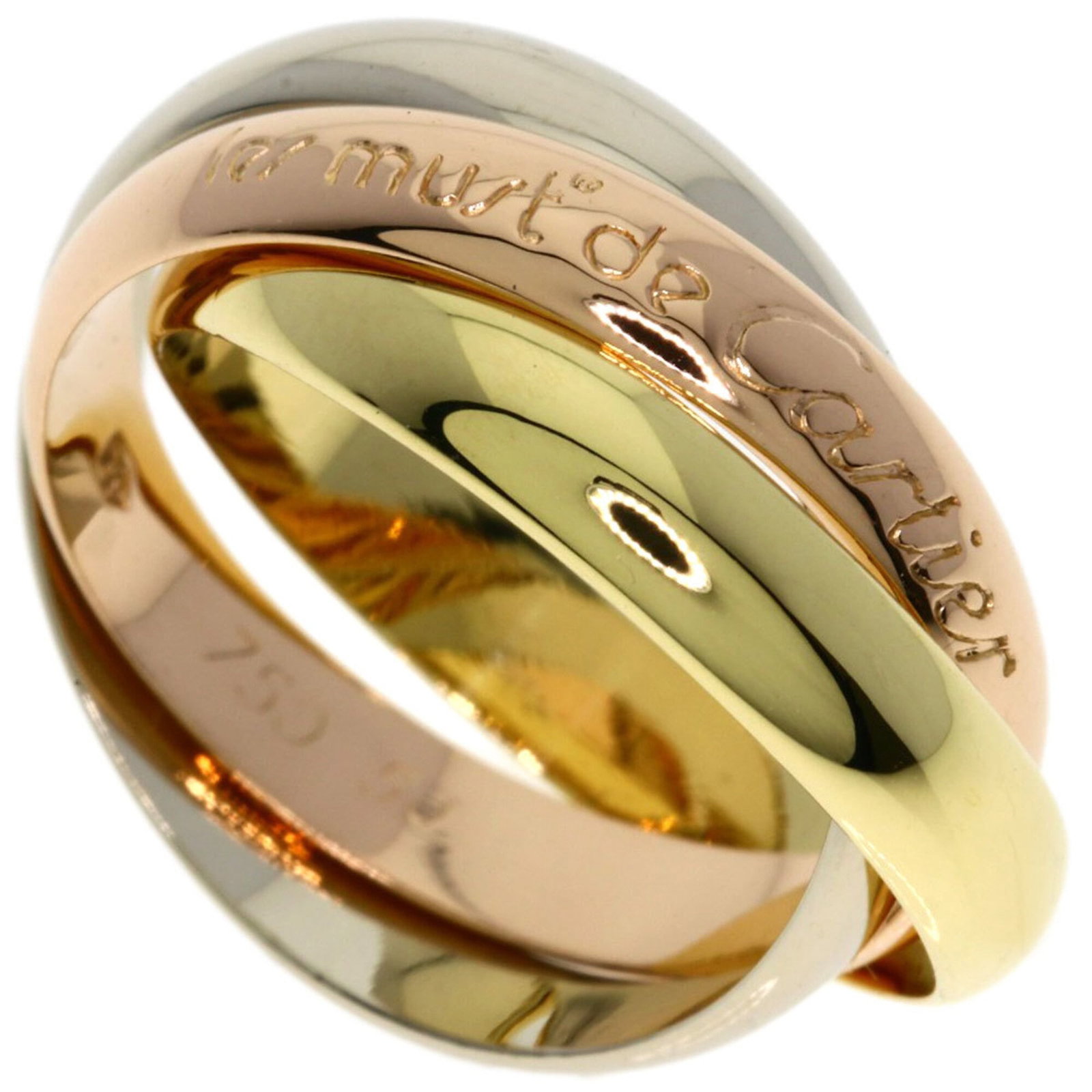 Pink Gold 18K Cartier Band Ring Yellow White: Pink Gold 18K Cartier Band Ring Yellow White Pink Gold 18K Cartier Band Ring Yellow White - A stunning band ring featuring pink gold (18K) and white gold (18K), with a touch of yellow gold (18K). This