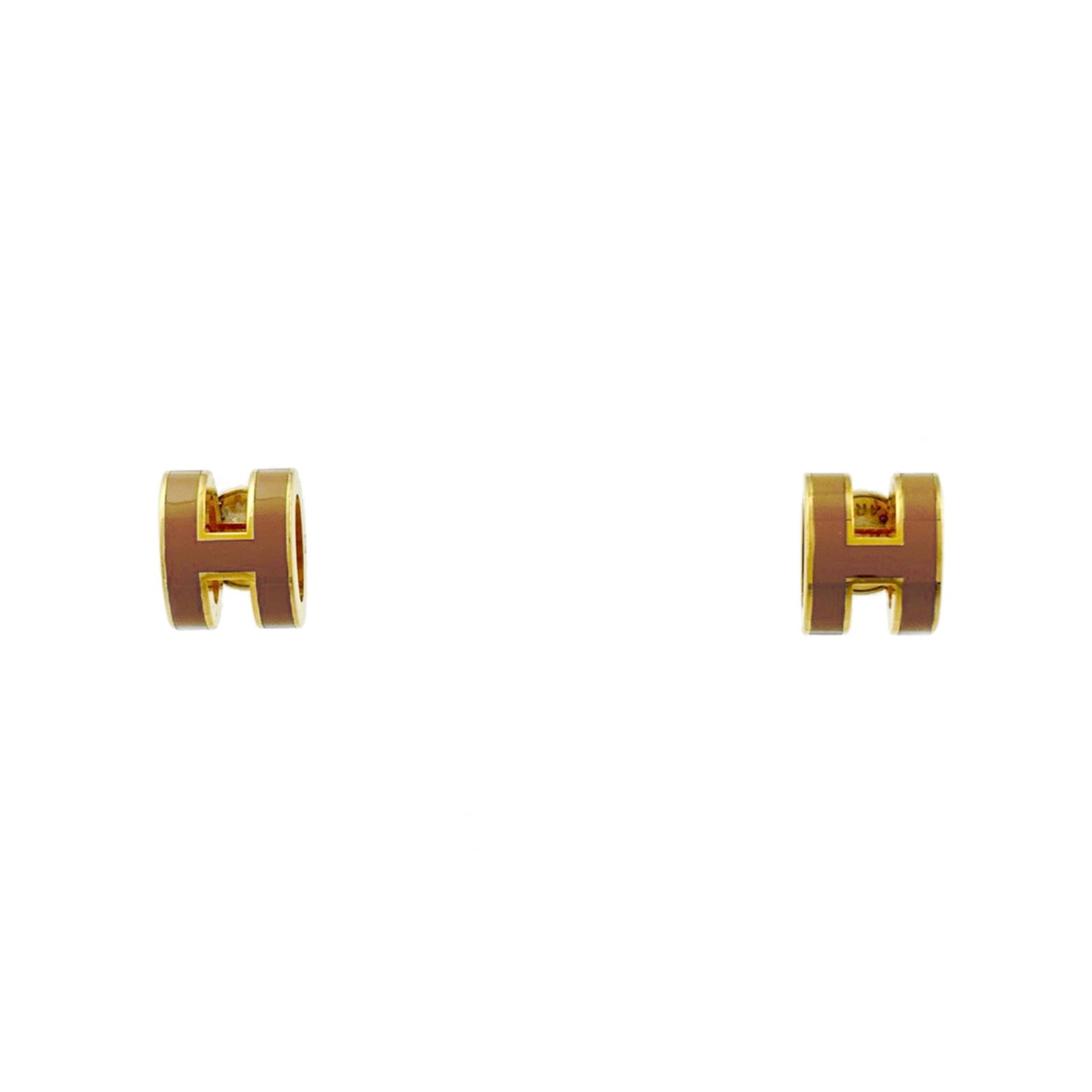 Hermes Gold Pop earrings women's logo gp: Hermes Gold Pop earrings women's logo gp Gold Pop earrings featuring the iconic Hermes logo, measuring 0.70mm x 0.90mm in size. These elegant studs showcase a luxurious gold tone and delicate stone de