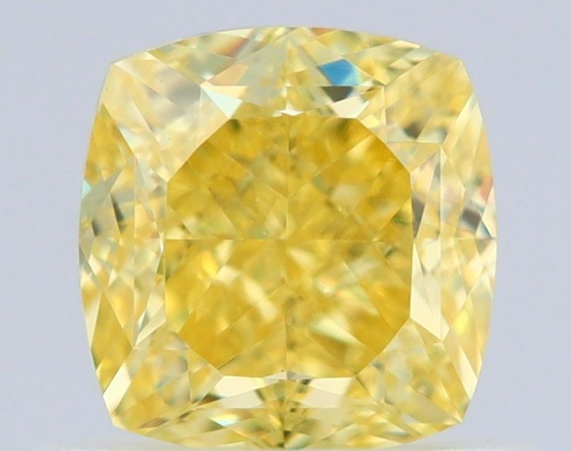 GIA Cushion Brilliant 0.8ct Fancy Intense Yellow VVS2 - Loose Natural Diamond: GIA Cushion Brilliant 0.8ct Fancy Intense Yellow VVS2 - Loose Natural Diamond GIA-certified, this 0.8ct Fancy Intense Yellow VVS2 diamond boasts exceptional clarity and polish, with its EX symmetry