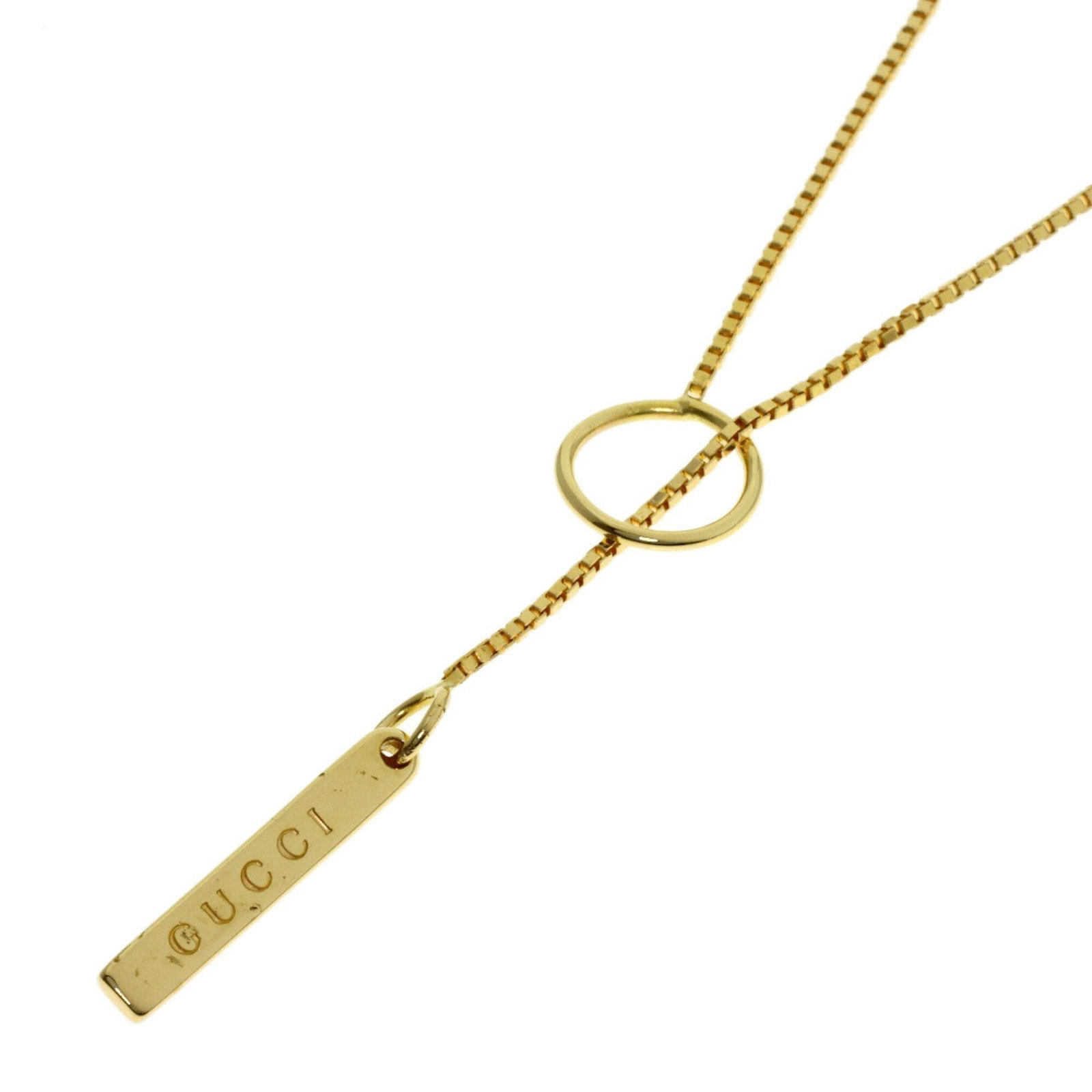 Women's Gucci Lariat Necklace In 18k Yellow Gold: Women's Gucci Lariat Necklace In 18k Yellow Gold 18k Yellow Gold Lariat Necklace from Gucci, featuring a pendant measuring 19.8mm x 3.1mm and a neck circumference of 51 cm / 20.07''. This elegant