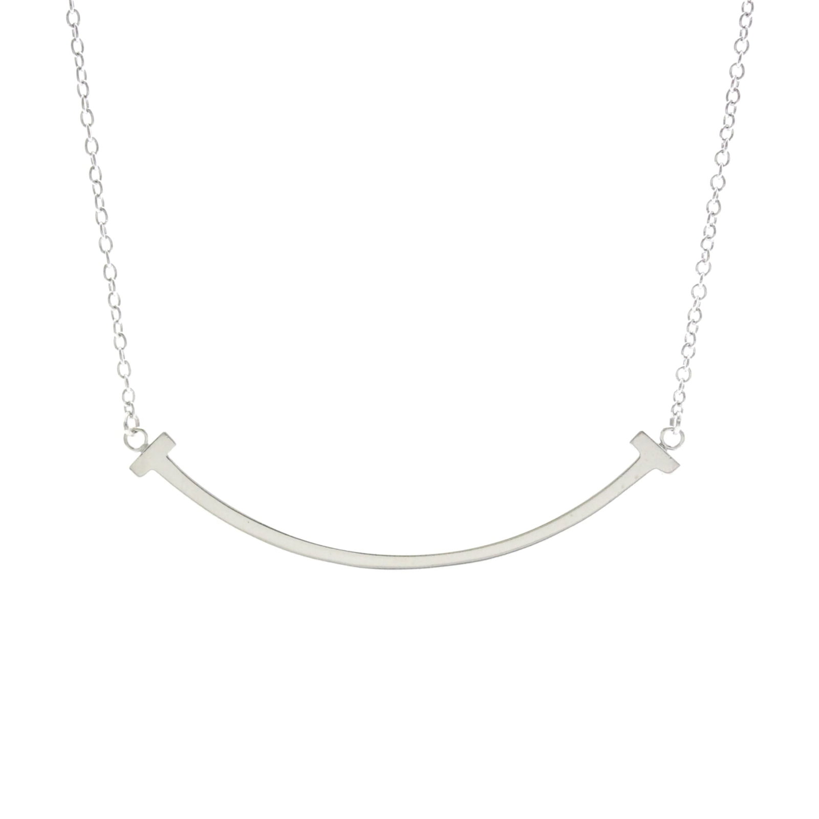 Tiffany T Smile Small Size Necklace White Gold (18K) No Stone Menwomen Fashion Necklace (Silver): Tiffany T Smile Small Size Necklace White Gold (18K) No Stone Menwomen Fashion Necklace (Silver) Tiffany T Smile Small Size Necklace in White Gold (18K) - A sleek and modern fashion accessory, this ne