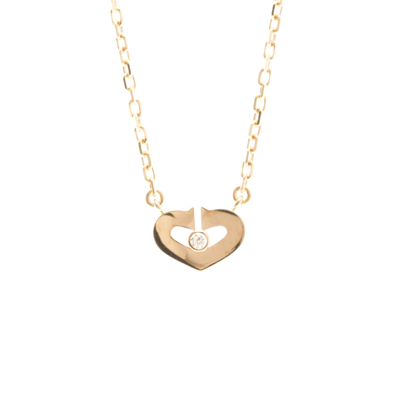 Cartier C Heart 1P Diamond Necklace Pink Gold (18K) Diamond Menwomen Fashion Pendant Necklace (Pink: Cartier C Heart 1P Diamond Necklace Pink Gold (18K) Diamond Menwomen Fashion Pendant Necklace (Pink Cartier's C Heart 1P Diamond Necklace shines in pink gold (18K) with a stunning diamond pendant, wei