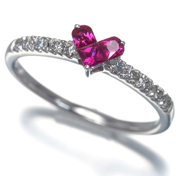 Star Jewelry Ring Ruby Diamond Mysterious Heart Us6.5-6.75 18K Wg: Star Jewelry Ring Ruby Diamond Mysterious Heart Us6.5-6.75 18K Wg The Star Jewelry Ruby Diamond Mysterious Heart ring boasts an exquisite combination of natural ruby and diamond accents, set against