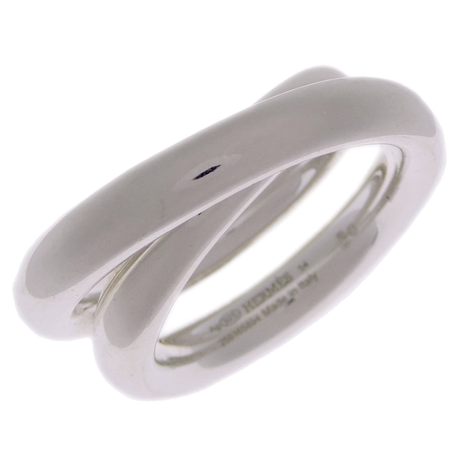 Ring of Silver Band by Hermes: Ring of Silver Band by Hermes Silver band ring by Hermes, made from 925 sterling silver with an inner diameter of 17.50mm and a width of 10.7mm, weighing 17.3g. This elegant ring features a sleek desi