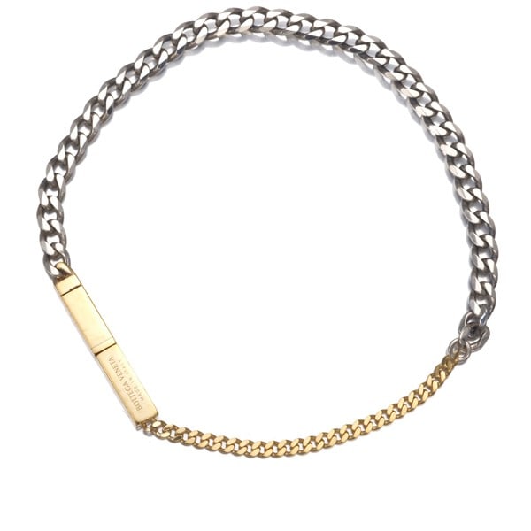 Veneta Bracelet Curb Chain Engraved M Sterling Silver: Veneta Bracelet Curb Chain Engraved M Sterling Silver Sterling silver chain bracelet with a curb chain style, bearing an engraved signature. This Bottega Veneta piece features 925 metal purity and a