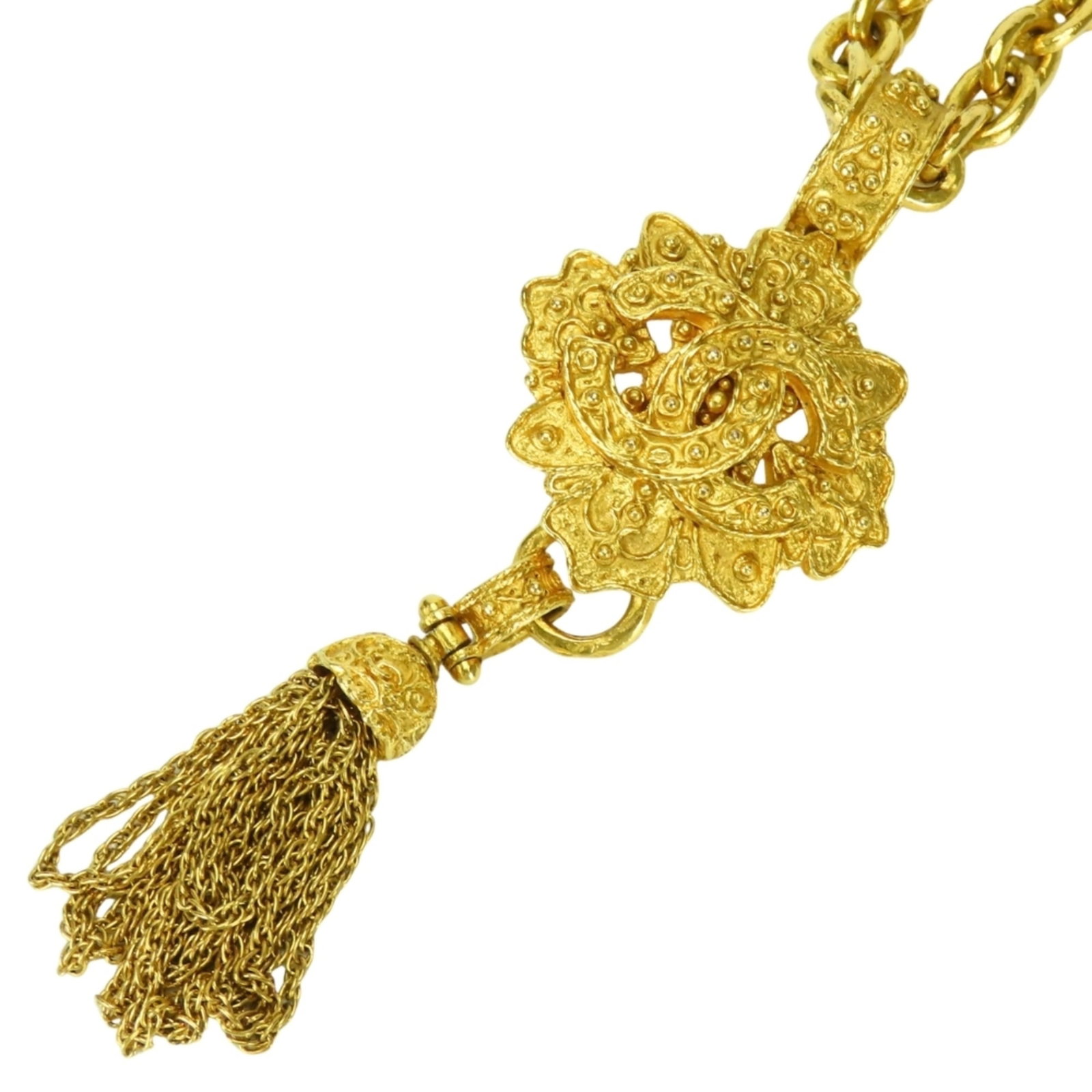 Chanel Necklace Coco Mark Fringe Metal Gold Plated Long Women'S Chanel (1 of 12)