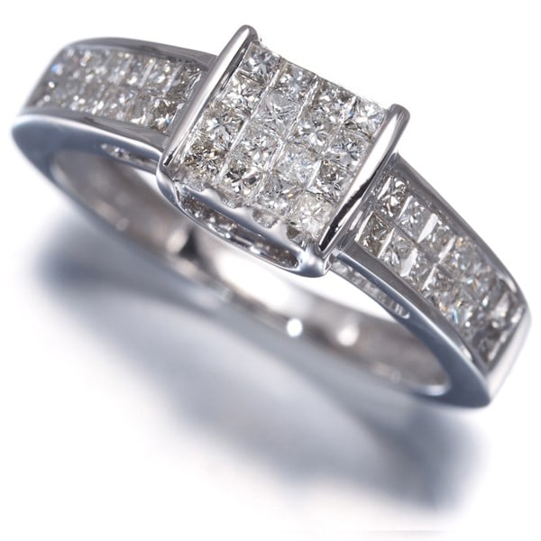 Diamond Princess Cut 0.50ct 18k White Gold Ring (1 of 6)