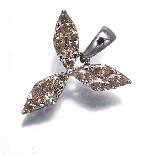 Brown Diamond 1.20Ct Marquise-Cut Pendant 18K 750 White Gold: Brown Diamond 1.20Ct Marquise-Cut Pendant 18K 750 White Gold The 1.20ct Brown Diamond Marquise-Cut Pendant in 18K White Gold boasts a striking natural beauty, with its marquise-cut diamond showcasing 