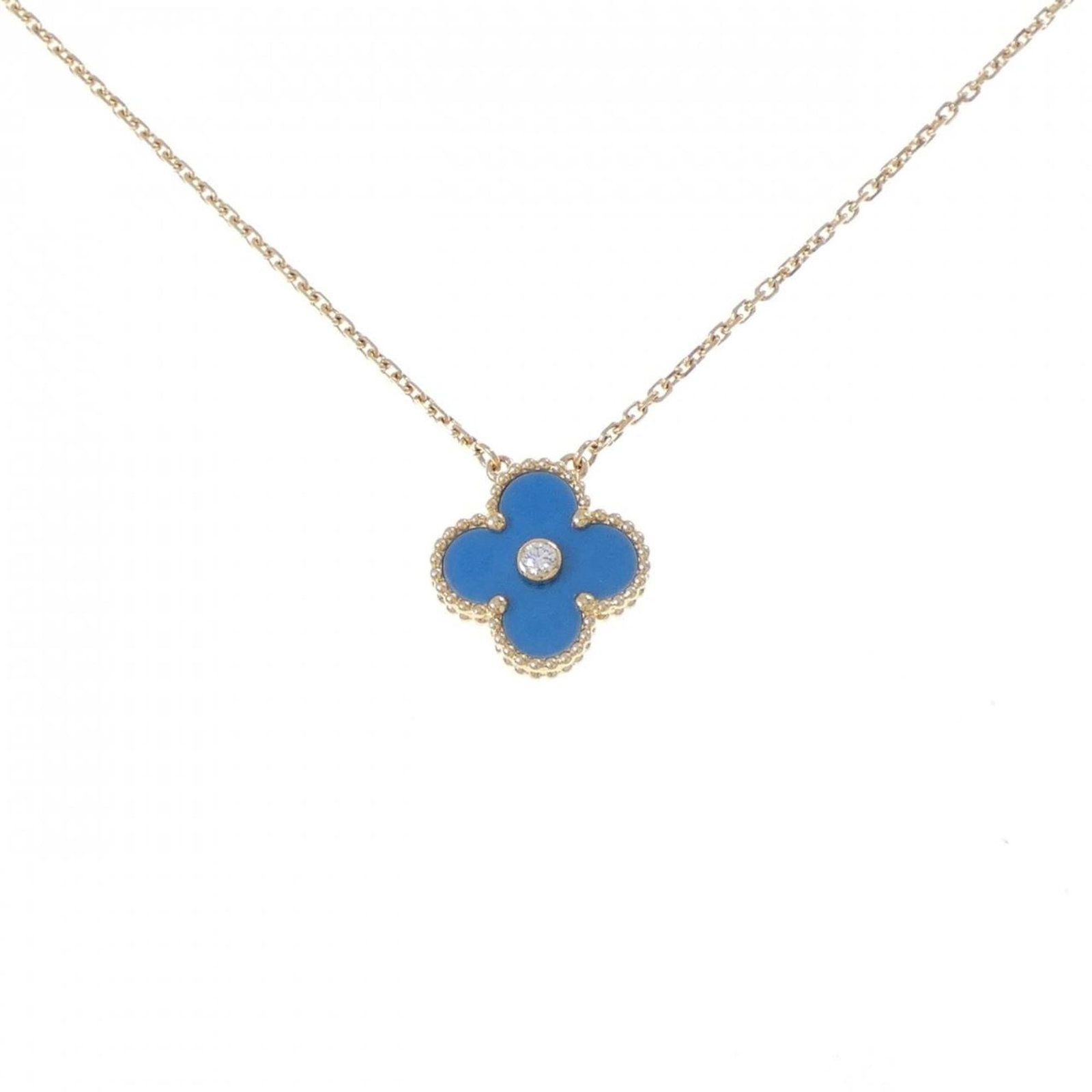 Arpels Van Cleef Necklace Vintage Alhambra: Arpels Van Cleef Necklace Vintage Alhambra Yellow gold (18K) pendant featuring a diamond, set in a classic Alhambra design. This elegant necklace boasts a timeless style and subtle sparkle, with a pen