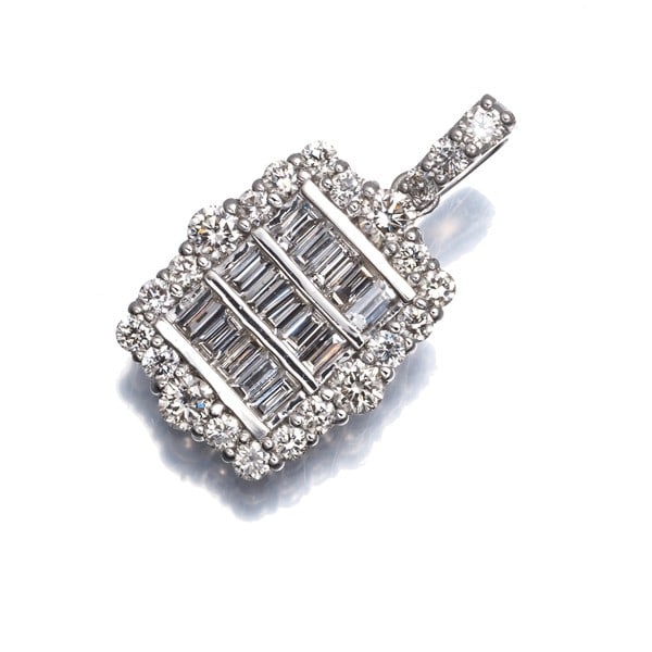 Platinum 1.00Ct Baguette Cut Diamond Pendant (1 of 4)